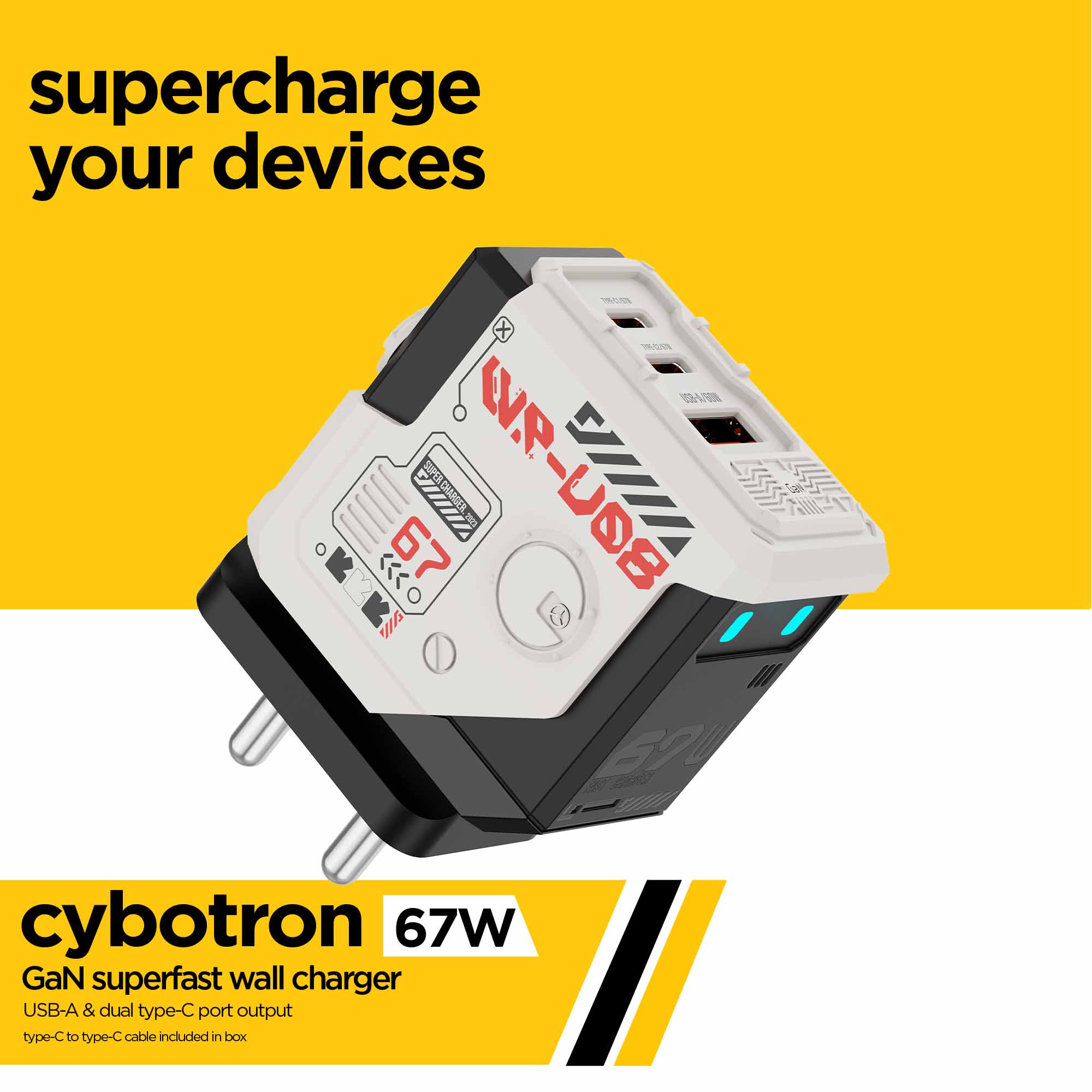 Cybotron 67W GaN Superfast Wall Charger White