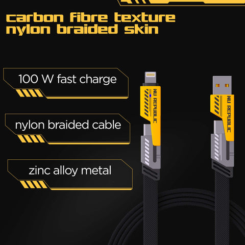 Blaze Fusion-Q 100W 4 in 1 Carbon fiber design cable